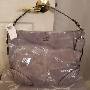 Coach  " gray patent leather" large  hobo bag